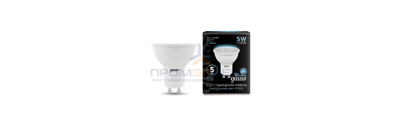 Лампа Gauss MR16 5W 530lm 4100K GU10 LED 1/10/100