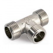 Тройник латунный резьбовой равнопроходный STOUT (НР) - 3/4"  (никелированный)