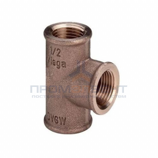 Тройник редукционный Viega 3130 - 1" x 1/2" x 1" (резьбовой, бронза без покрытия)
