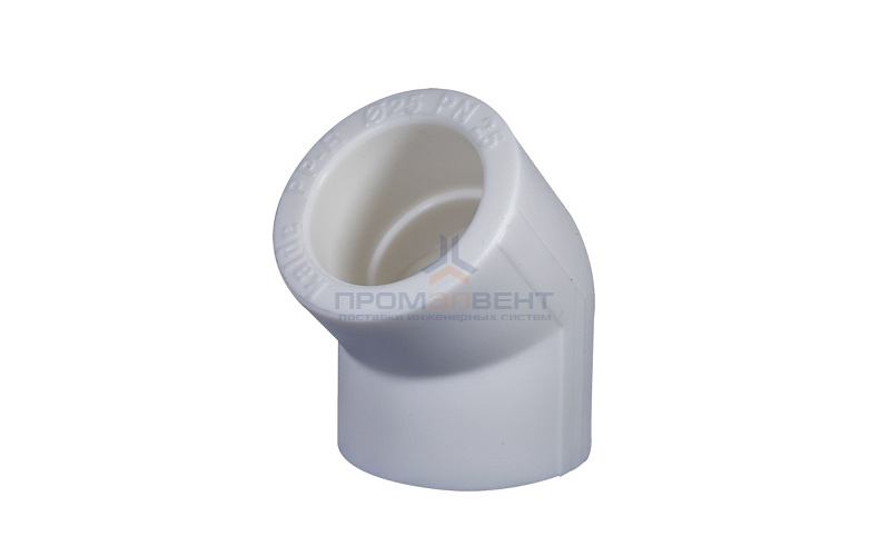 Отвод 45° KALDE - 50 (для полипропиленовых труб под пайку, цвет белый)