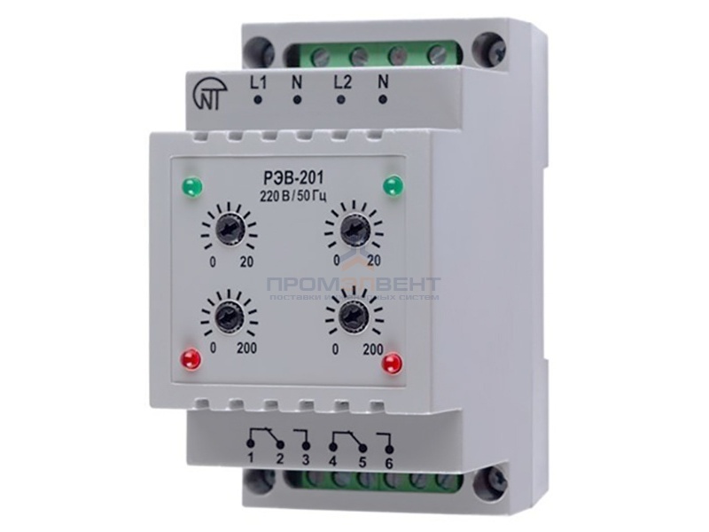 Реле времени РЭВ-201 0-220с 220В на DIN-рейку