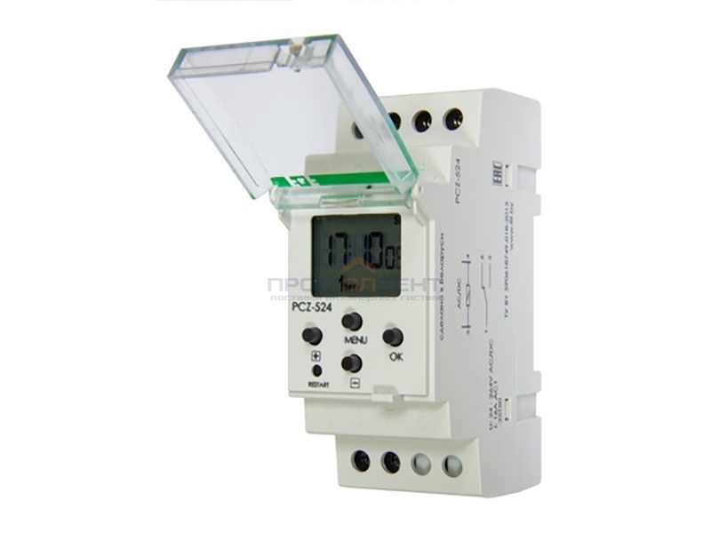 Реле времени астрономическое PCZ-524 24-264В AC/DC, без функции ночного перерыва,16А, 1NO/NC