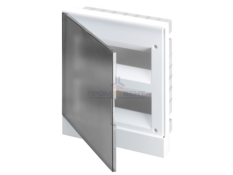 ABB Basic E Бокс в нишу 24М серая прозрачная дверь (c клеммами)