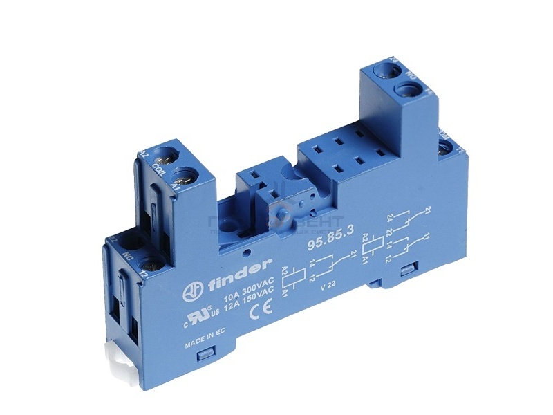 Розетка Finder 95.85 с винтовыми клеммами для реле 40.51/40.52/40.61/44.52/44.62 (с зажимной клетью)